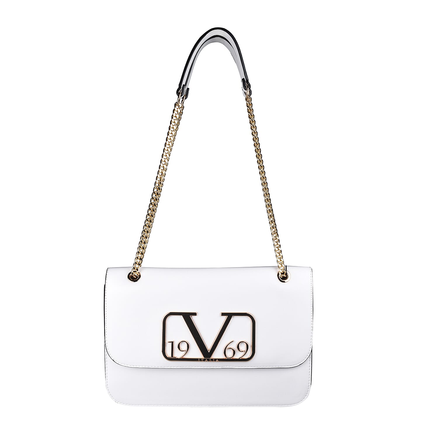 19V69 ITALIA by Alessandro Versace Shoulder Bag with Magnetic Closure (Size 24x15.5x6Cm) - White