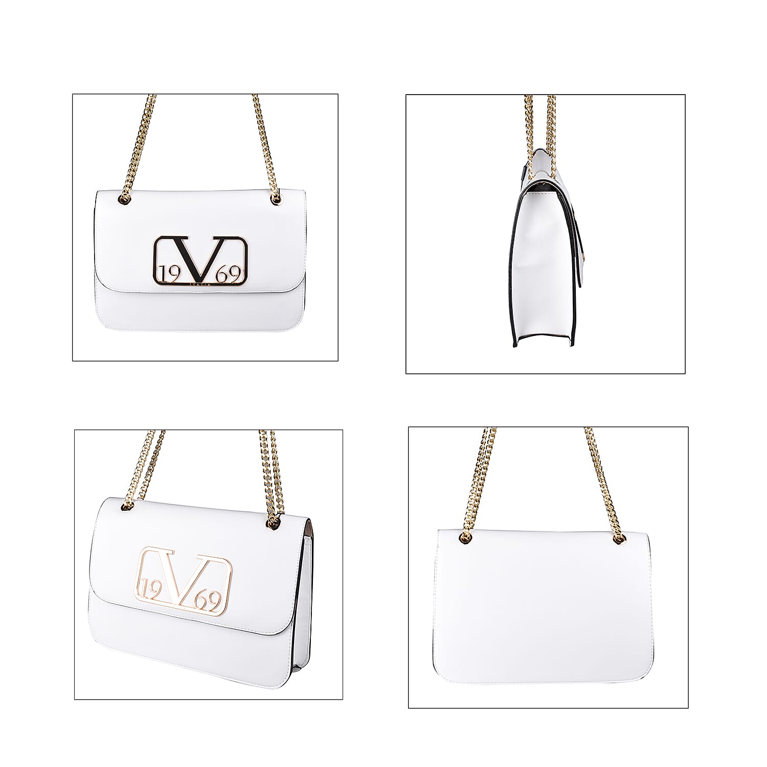 19V69 ITALIA by Alessandro Versace Shoulder Bag with Magnetic Closure (Size 24x15.5x6Cm) - White