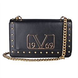 19V69 ITALIA by Alessandro Versace Crossbody Bag Detachable with Chain Strap - Black