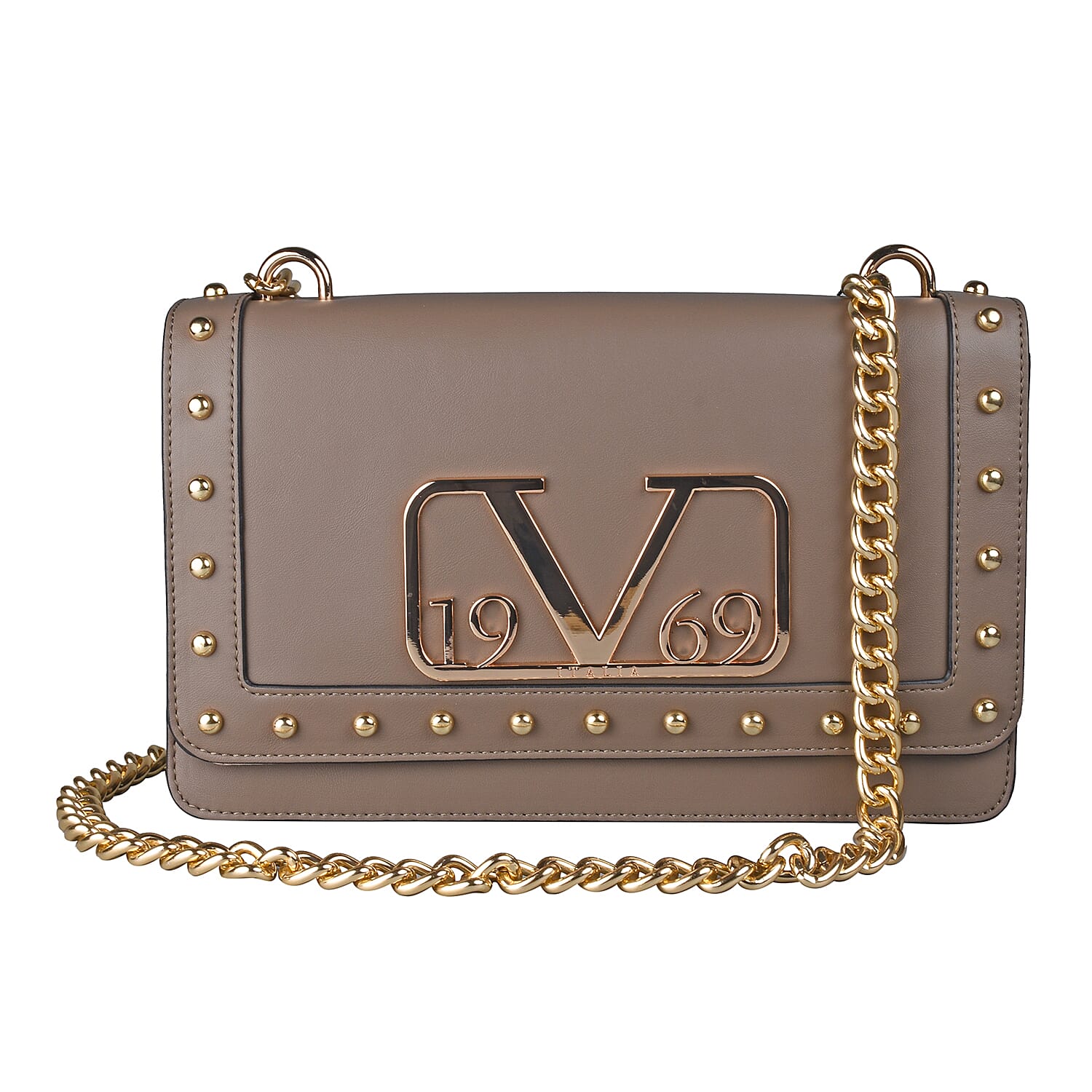19V69 ITALIA by Alessandro Versace Crossbody Bag Detachable with Chain Strap (Size 27x6x17Cm) - Brown