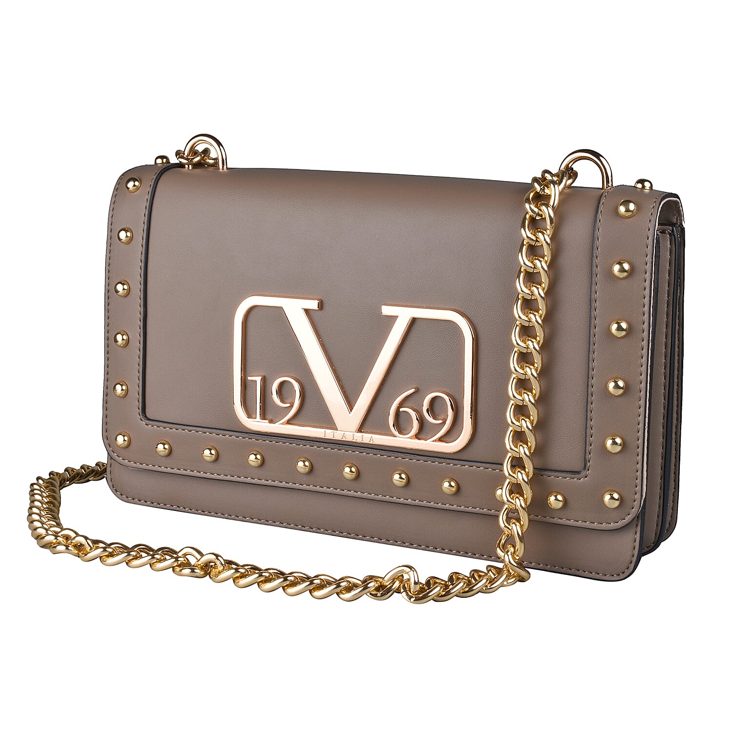 19V69 ITALIA by Alessandro Versace Crossbody Bag Detachable with Chain Strap (Size 27x6x17Cm) - Brown