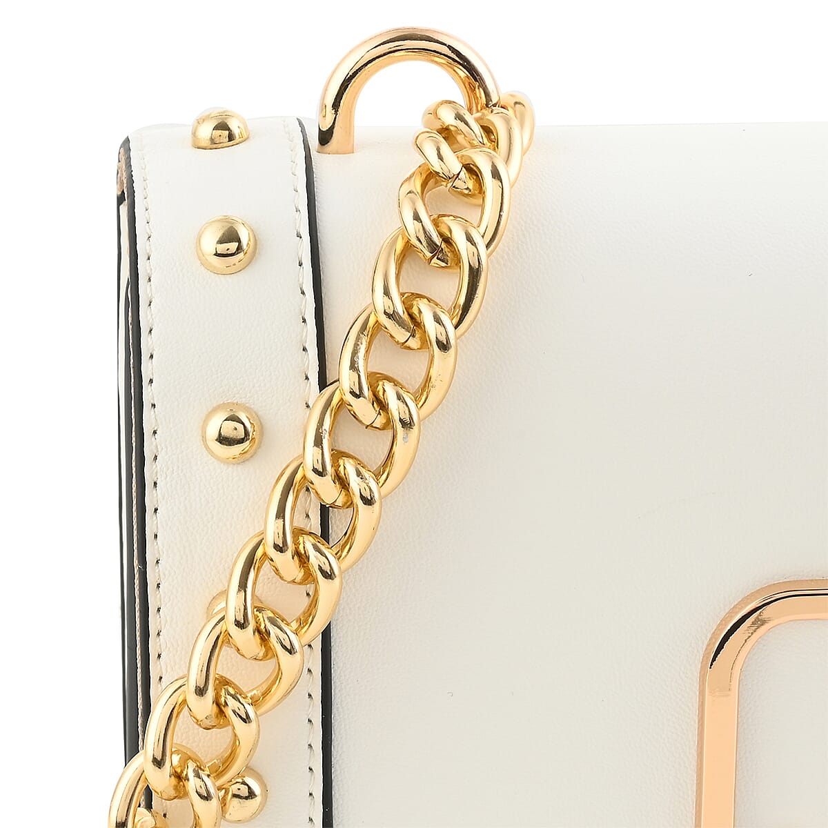 19V69 ITALIA by Alessandro Versace Crossbody Bag Detachable with Chain Strap (Size 27x6x17Cm) - White