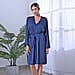 DOD - 2 Piece Set - LA MAREY Solid Robe and Chemise with Adjustable Shoulder Strap (Size M/L,12-16) - Dark Blue