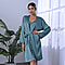 2 Piece Set - LA MAREY Solid Robe and Chemise with Adjustable Shoulder Strap (Size M/L 12- 16) - Green