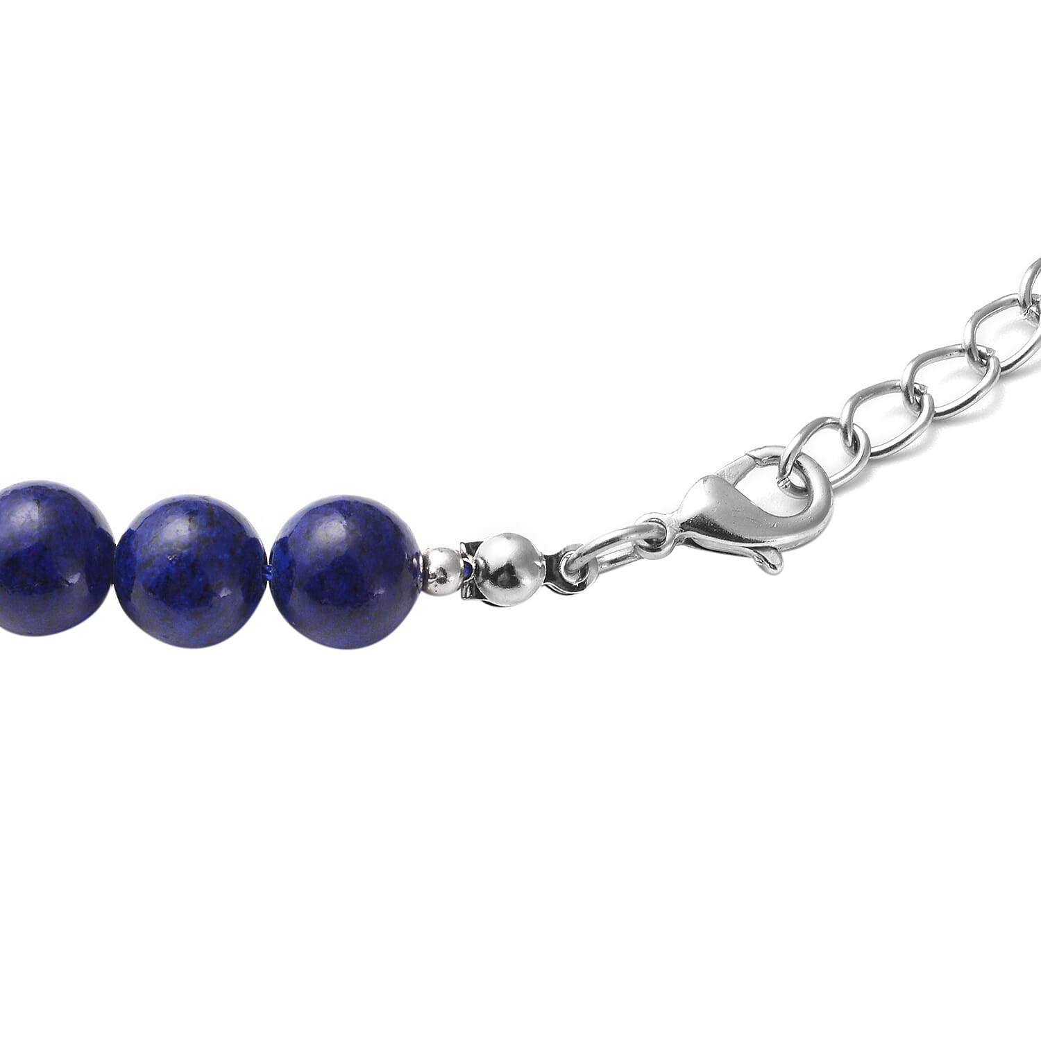 Lapis Lazuli Beads Necklace (Size - 18 with 2 inch Extender) in Silver Tone 228.00 Ct.