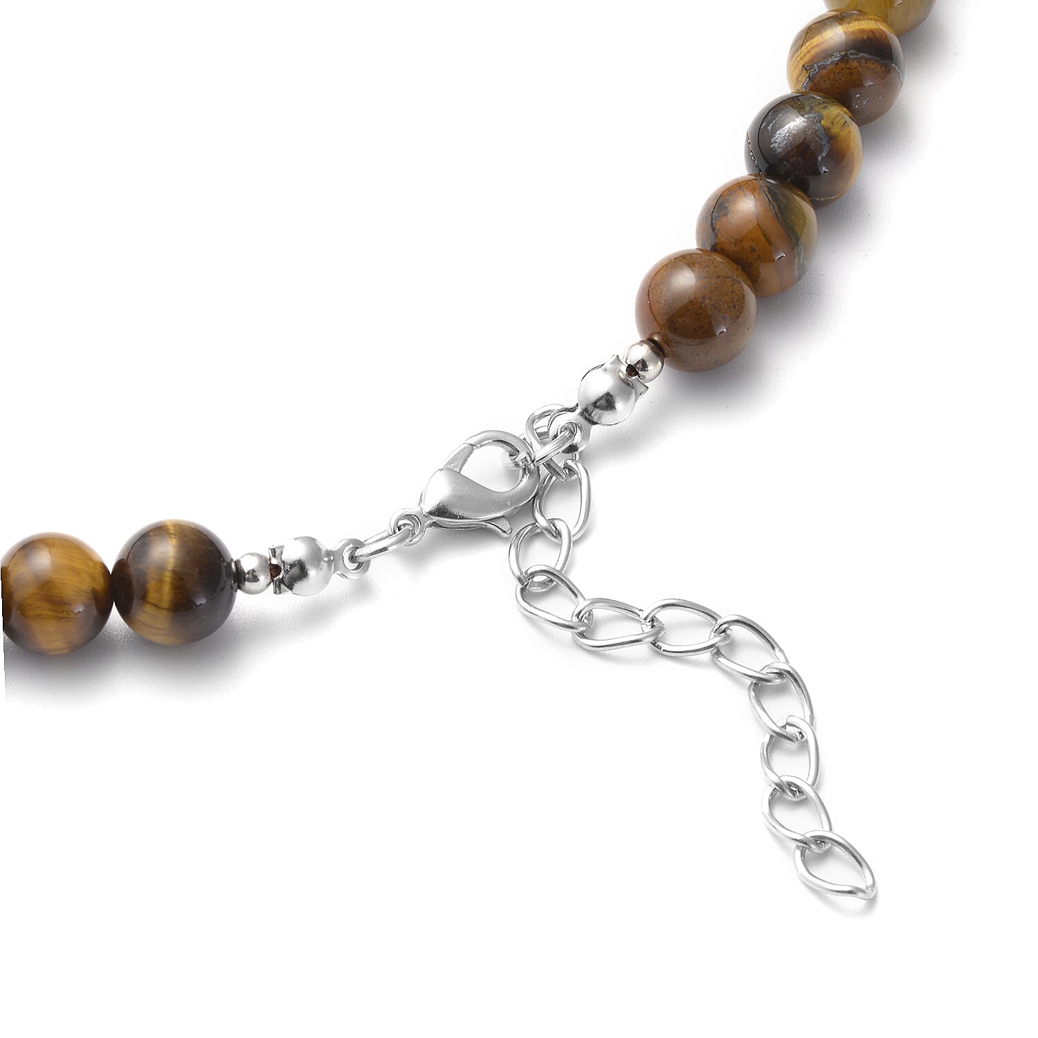 Yellow Tigers Eye Beads Necklace (Size - 18 with 2 inch Extender) in Silver Tone 239.00 Ct.