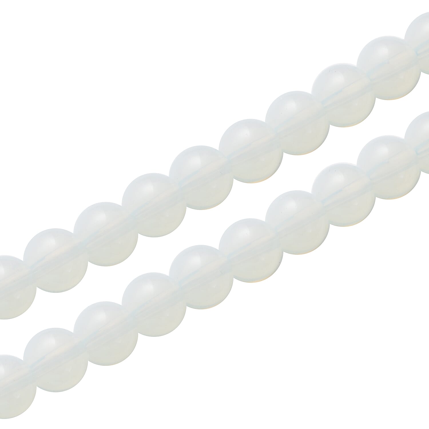 Opalite Beads Necklace (Size - 18 with 2 inch Extender) in Silver Tone 207.00 Ct.