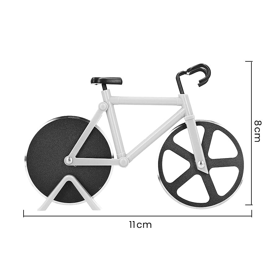 Set of 2 - Bicycle Pizza Cutter with Sharp Blades (Size 19x10Cm) - Cream