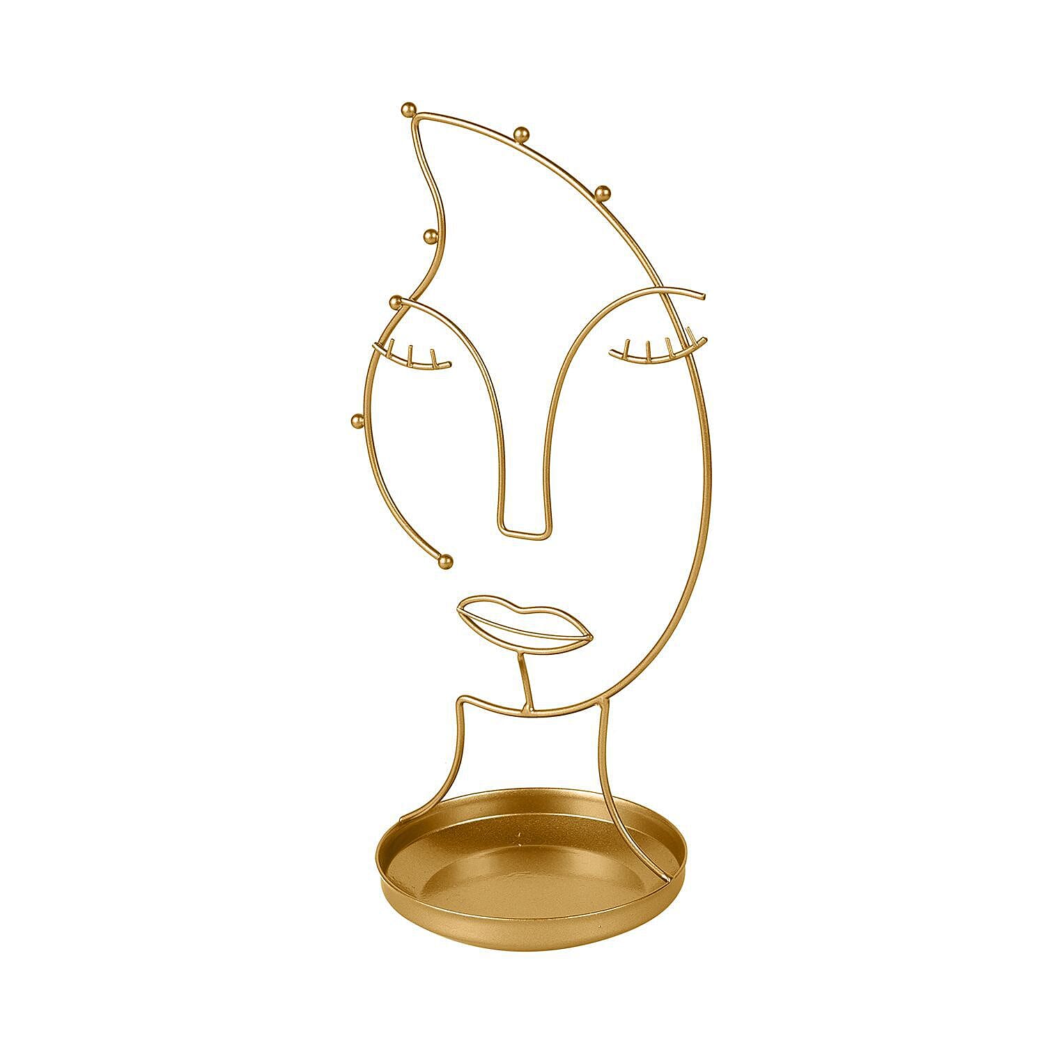 Human Face Jewellery Rack (Size 31x15x12 Cm) - Gold