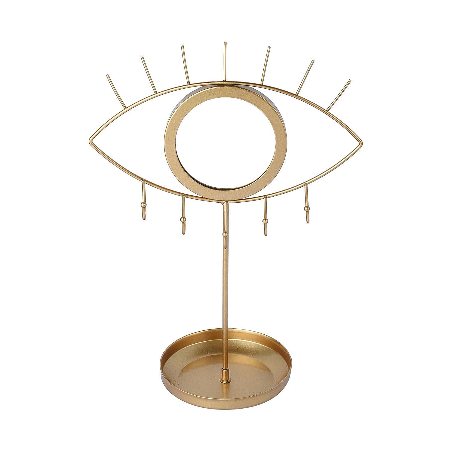 Eye Design Jewellery Rack with Mirror (Size 32x23x12 Cm) - Gold