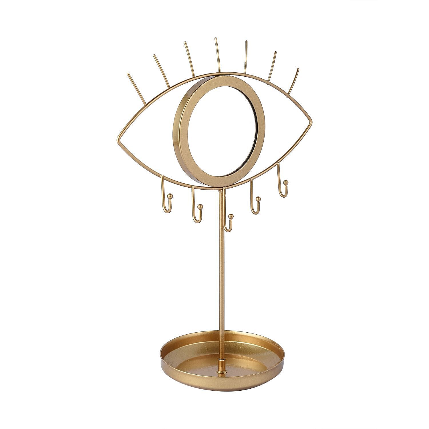 Eye Design Jewellery Rack with Mirror (Size 32x23x12 Cm) - Gold