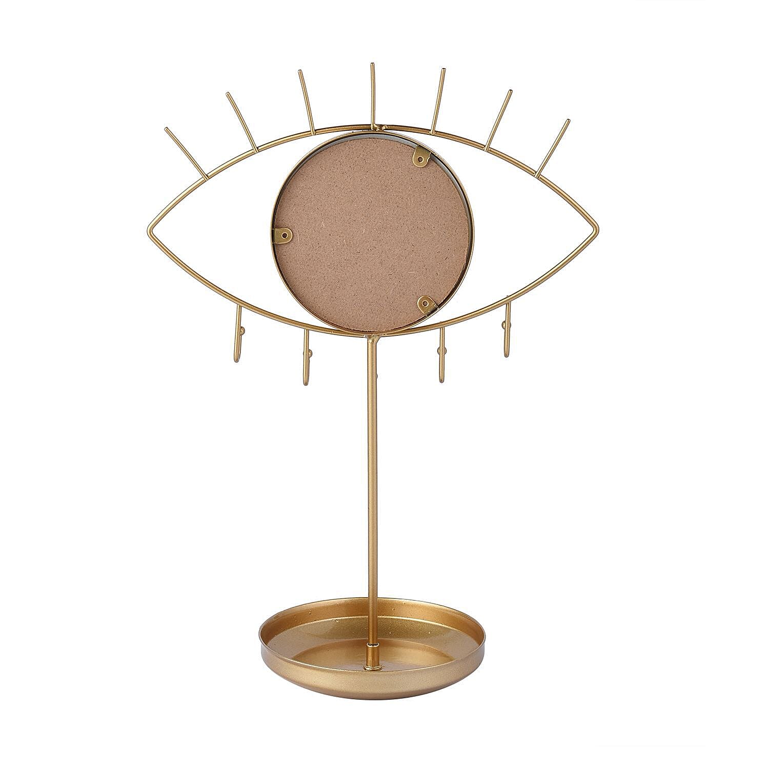 Eye Design Jewellery Rack with Mirror (Size 32x23x12 Cm) - Gold