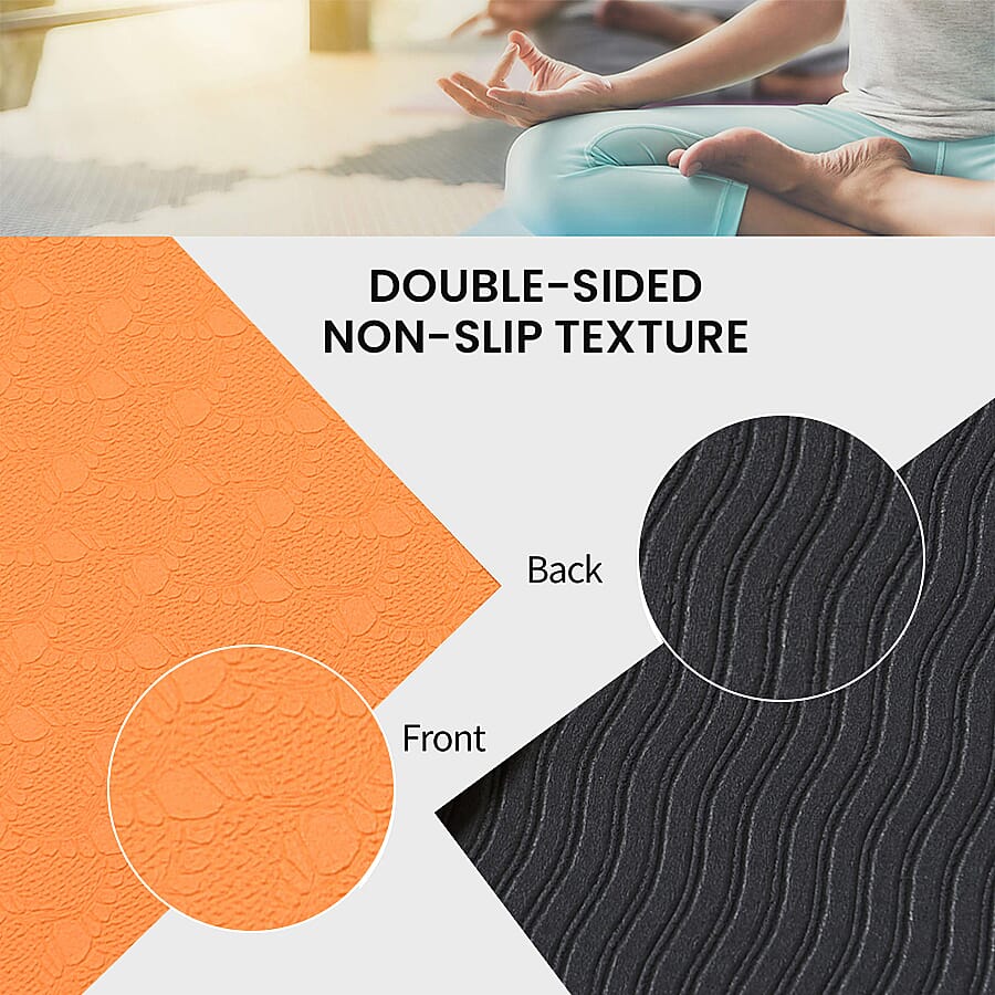 Memory foam Eco-Friendly, Non-Toxic TPE Yoga Mat (Size 183x61 Cm) - 12mm - Orange