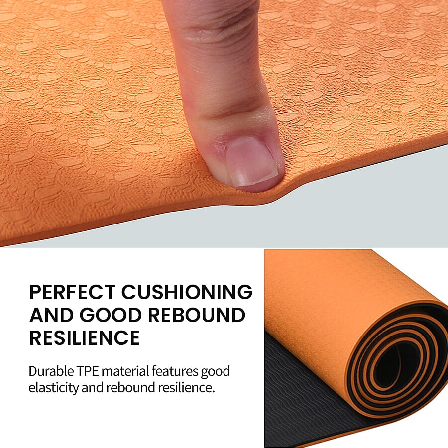 Memory foam Eco-Friendly, Non-Toxic TPE Yoga Mat (Size 183x61 Cm) - 12mm - Orange