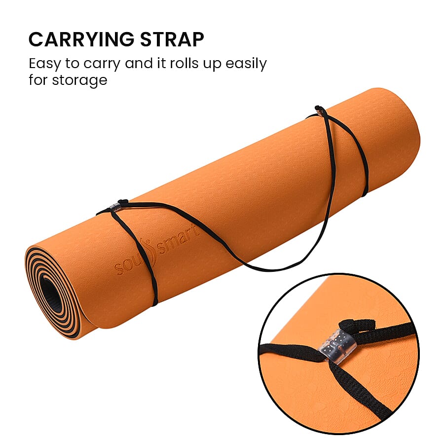 Memory foam Eco-Friendly, Non-Toxic TPE Yoga Mat (Size 183x61 Cm) - 12mm - Orange