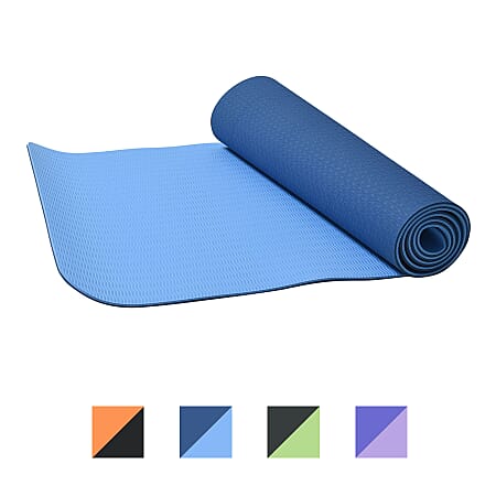 Eco-Friendly Non-Slip Fitness Yoga Mat with Carrying Strap - Dark Blue