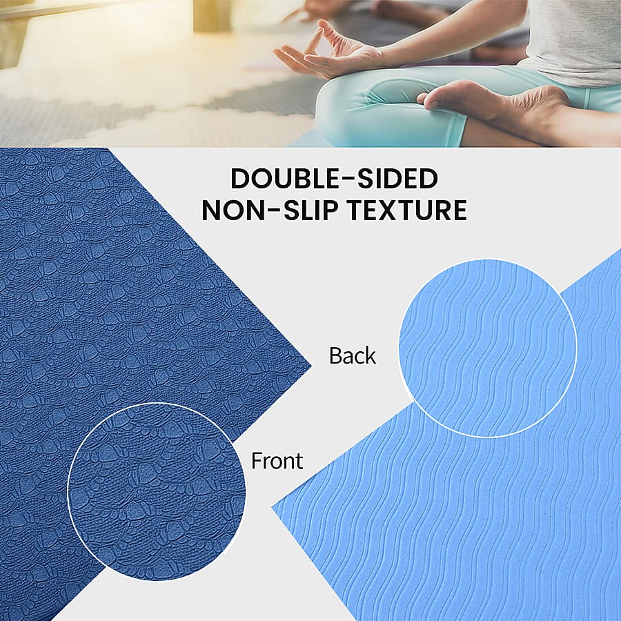 Memory foam Eco-Friendly, Non-Toxic TPE Yoga Mat (Size 183x61 Cm) - 12mm - Dark Blue