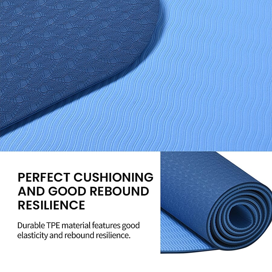 Memory foam Eco-Friendly, Non-Toxic TPE Yoga Mat (Size 183x61 Cm) - 12mm - Dark Blue