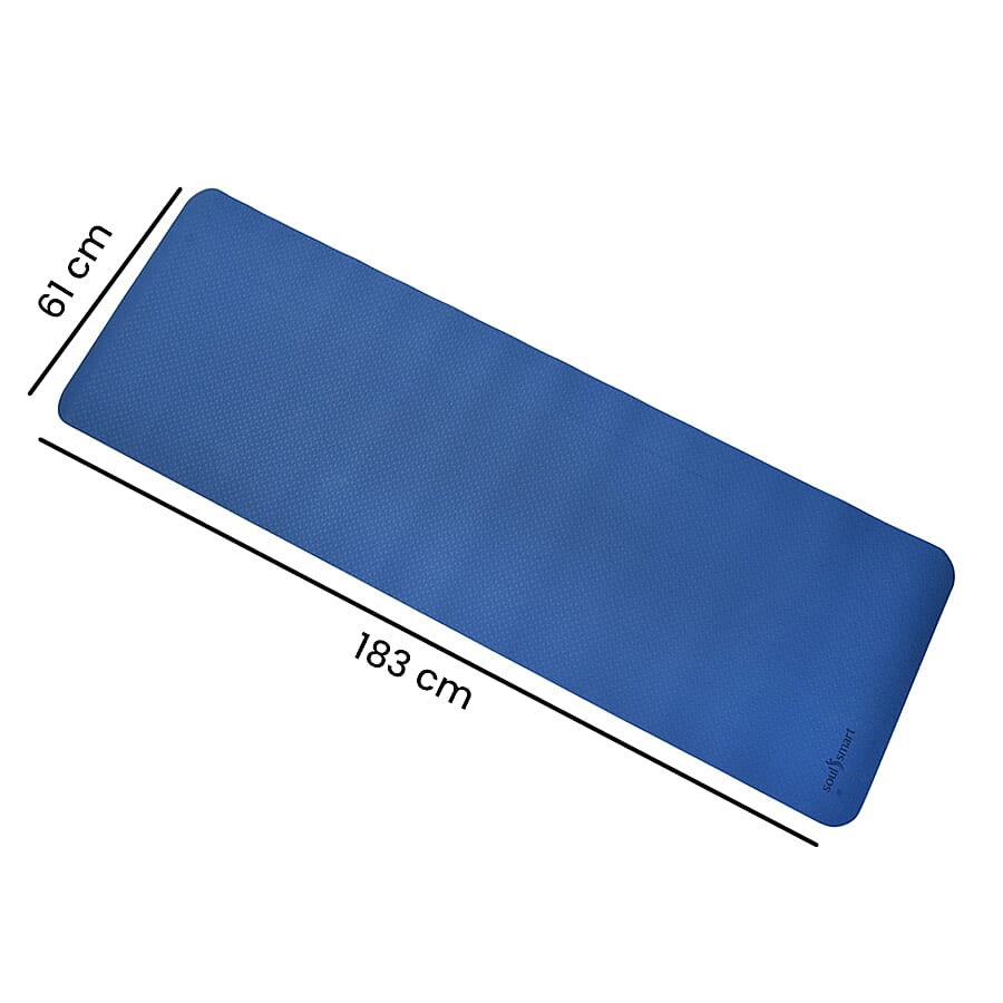 Memory foam Eco-Friendly, Non-Toxic TPE Yoga Mat (Size 183x61 Cm) - 12mm - Dark Blue