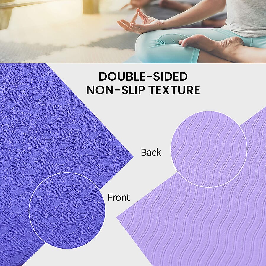 Memory foam Eco-Friendly, Non-Toxic TPE Yoga Mat (Size 183x61 Cm) 12mm - Violet
