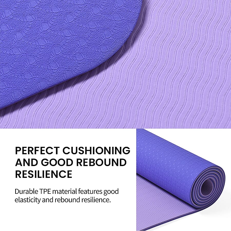 Memory foam Eco-Friendly, Non-Toxic TPE Yoga Mat (Size 183x61 Cm) 12mm - Violet
