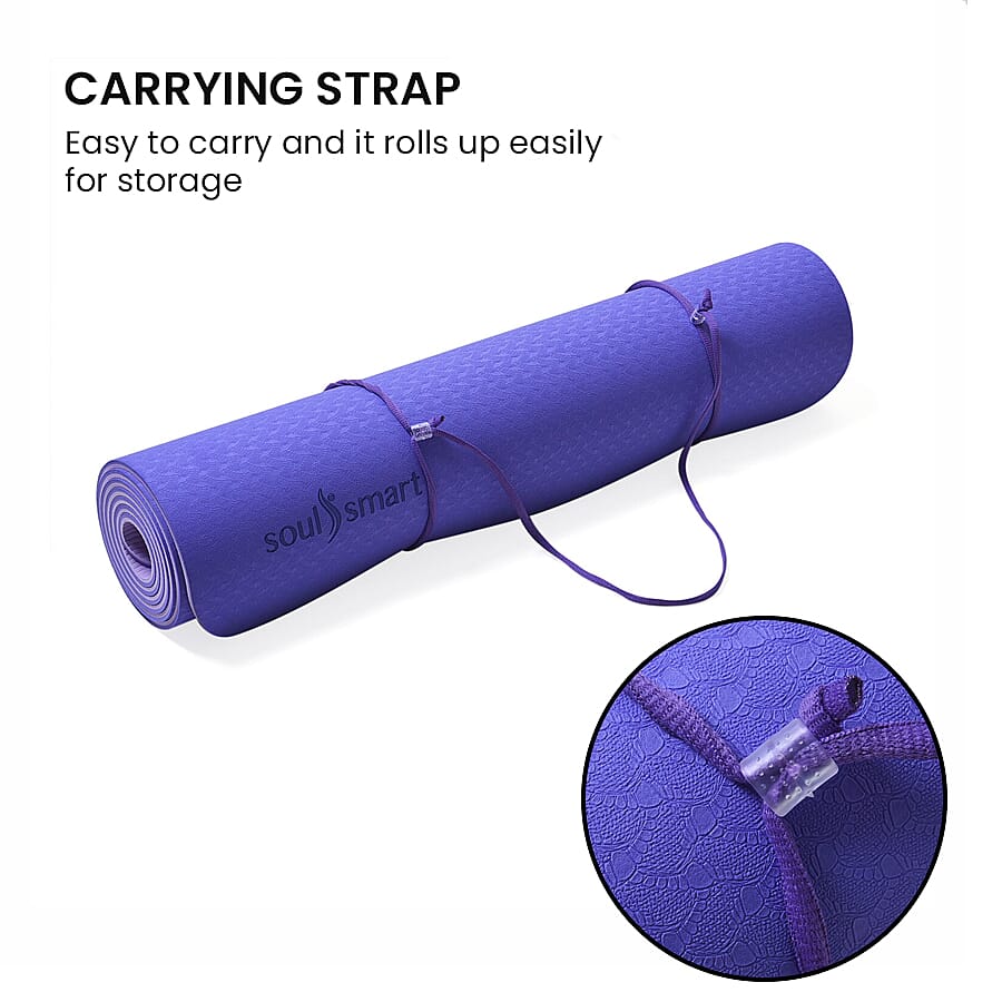 Memory foam Eco-Friendly, Non-Toxic TPE Yoga Mat (Size 183x61 Cm) 12mm - Violet