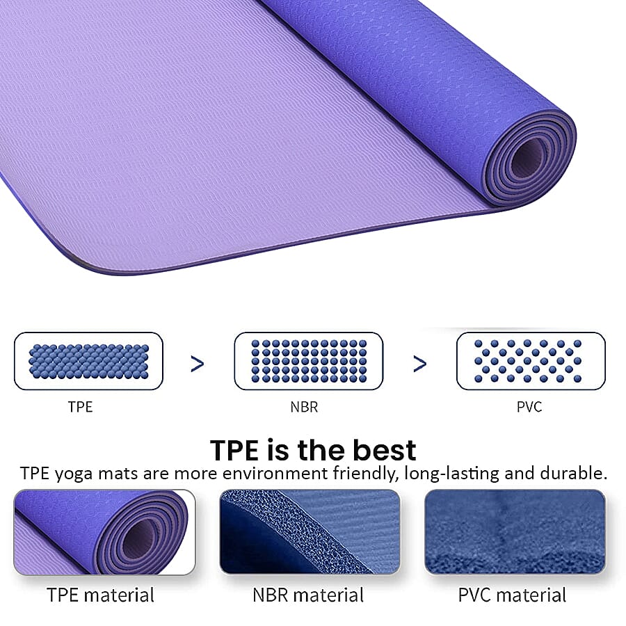 Memory foam Eco-Friendly, Non-Toxic TPE Yoga Mat (Size 183x61 Cm) 12mm - Violet