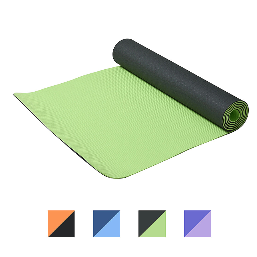  Eco-Friendly Non-Slip Fitness Yoga Mat with Carrying Strap - Blackish Green