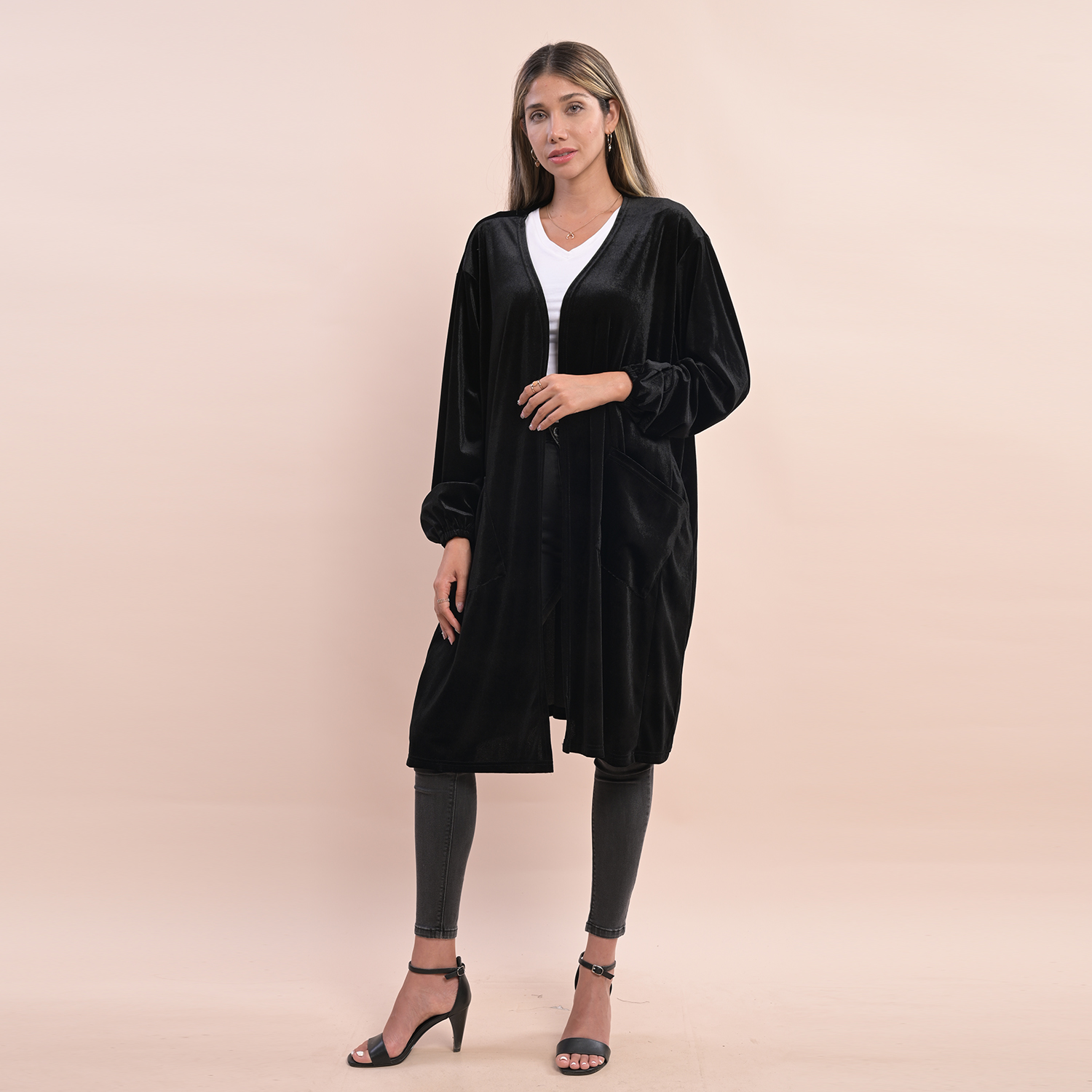 velvet cardigan Material 95% polyester 5% spandex color - Green