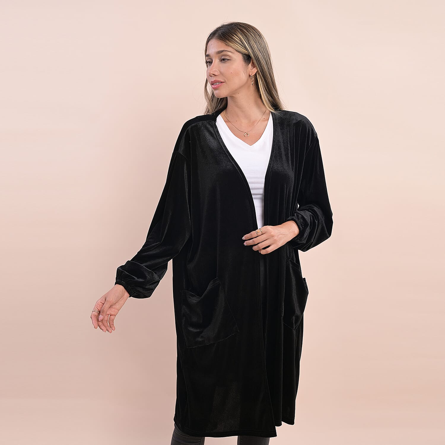 velvet cardigan Material 95% polyester 5% spandex color - Green