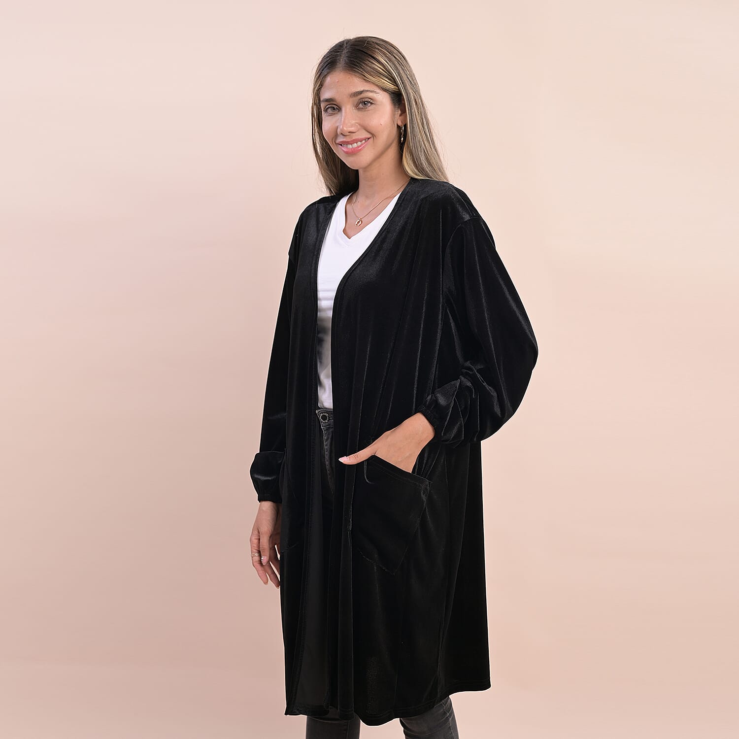 velvet cardigan Material 95% polyester 5% spandex color - Green