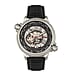 Reign Thanos Automatic Movement Skeleton Dial Water Resistant Watch with Stainless Steel Case and Genuine Leather Strap - Black & Silver