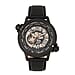 Reign Thanos Automatic Movement Skeleton Dial Water Resistant Watch with Stainless Steel Case and Genuine Leather Strap - Black