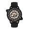 Reign Thanos Automatic Movement Skeleton Dial Water Resistant Watch with Stainless Steel Case and Genuine Leather Strap - Black