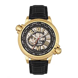 Reign Thanos Automatic Movement Skeleton Dial Water-Resistant Watch - Black and Gold