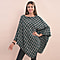 TAMSY Checkered Pattern Tweed Poncho - Green
