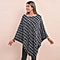 TAMSY Checkered Pattern Tweed Poncho - Navy