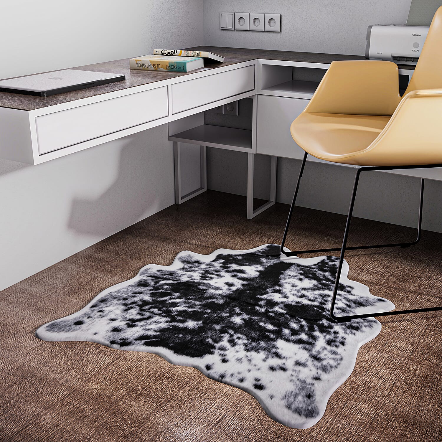 Supersoft Faux Cowhide Rug - Black and White