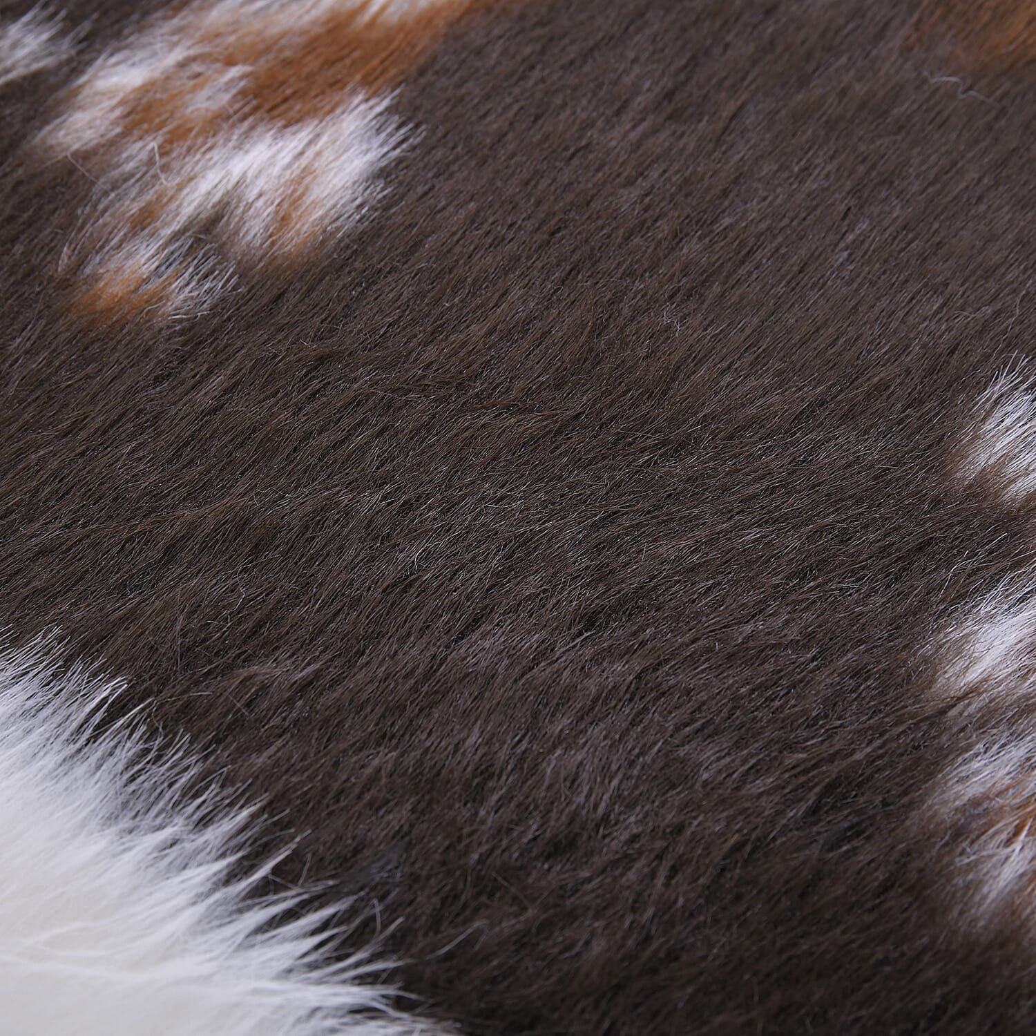 100% Acrylic Supersoft Faux Sheep Cowhide Rug (Size 100x90 Cm) - Brown & White