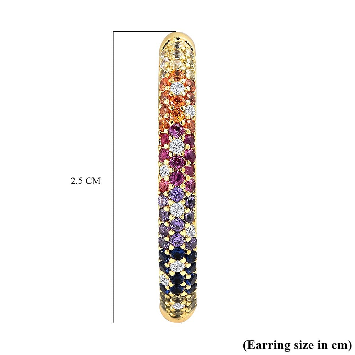 Simulated Multi Colour Gemstones Hoop Earrings in Yellow Gold Tone