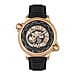 Reign Thanos Automatic Movement Skeleton Dial Water Resistant Watch with Stainless Steel Case and Genuine Leather Strap - Rose Gold & Black
