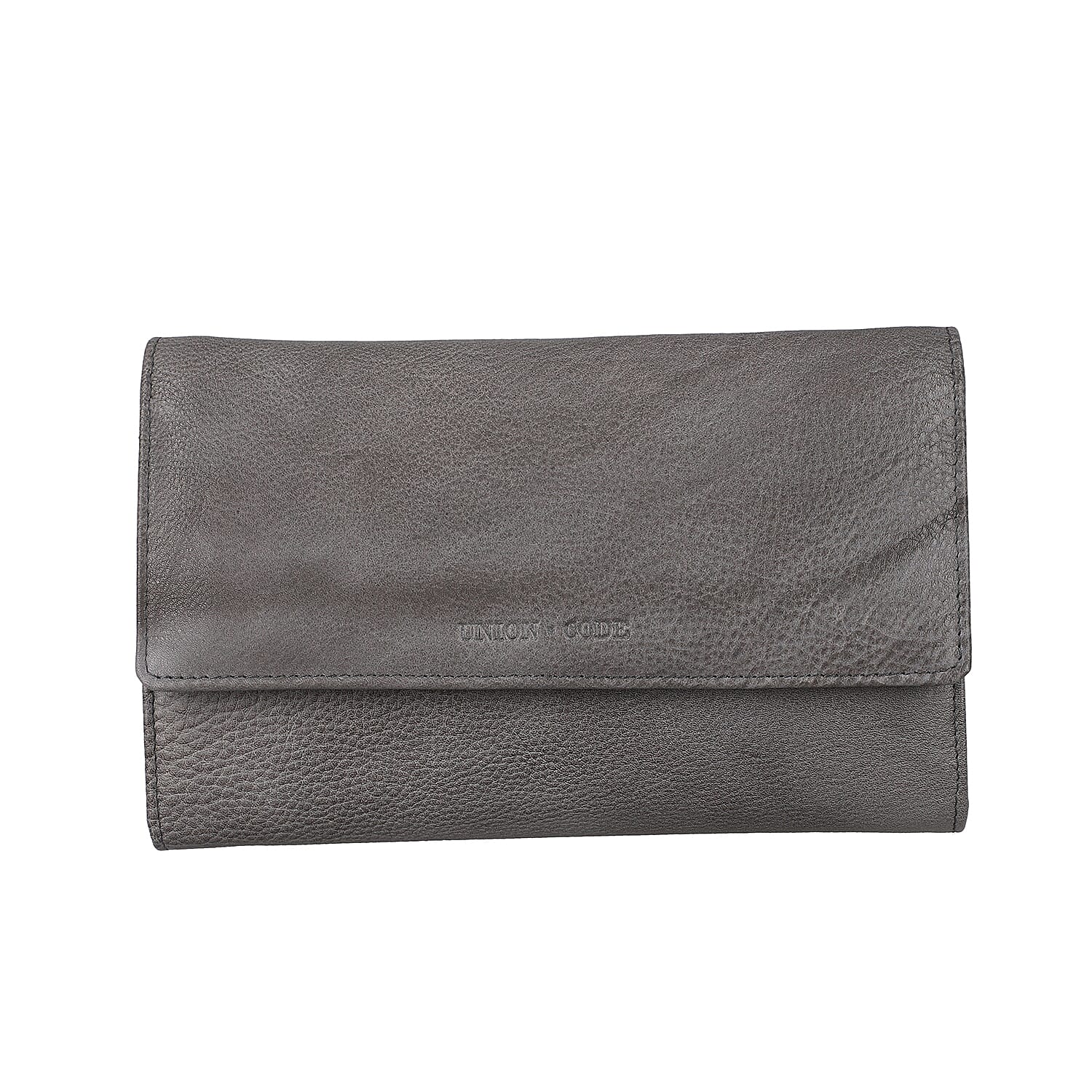 100% Genuine Leather RFID Clutch Wallet (Size 20x13x3 Cm) - Grey