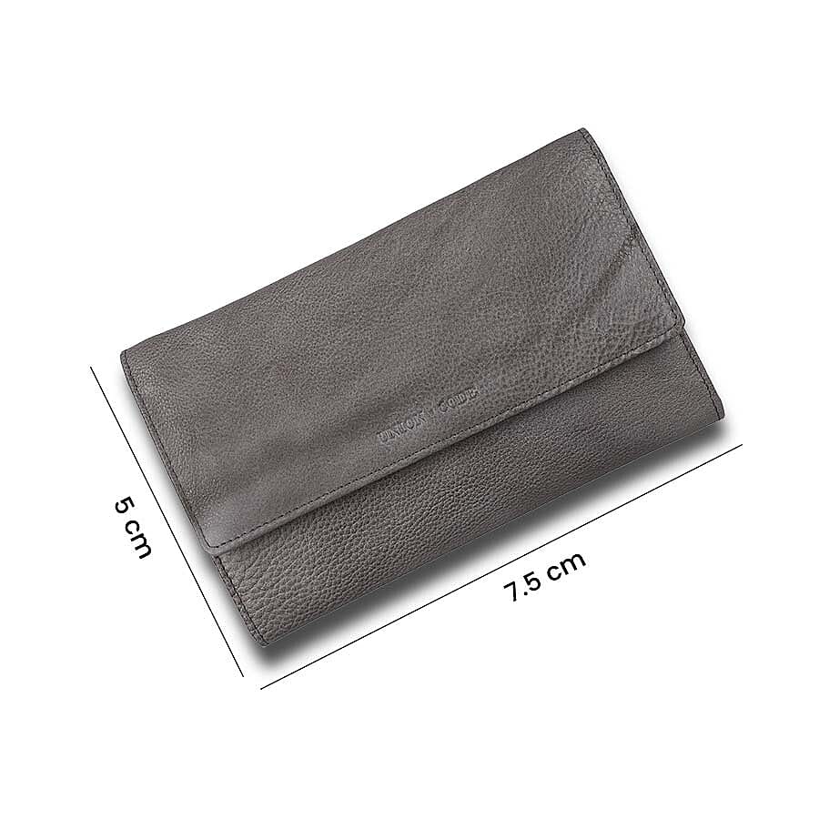 100% Genuine Leather RFID Clutch Wallet (Size 20x13x3 Cm) - Grey