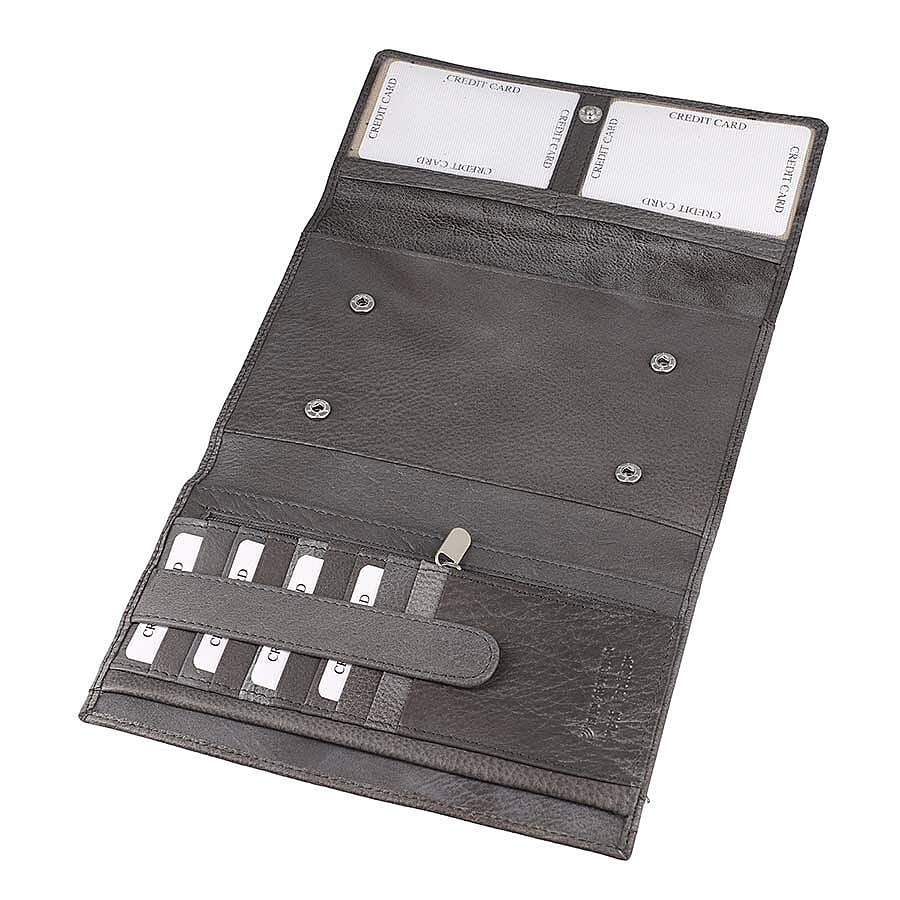 100% Genuine Leather RFID Clutch Wallet (Size 20x13x3 Cm) - Grey