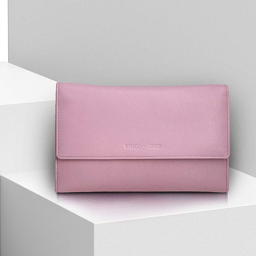 100% Genuine Leather RFID Clutch Wallet (Size 20x13x4Cm) - Lavender