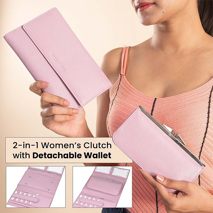 100% Genuine Leather RFID Clutch Wallet (Size 20x13x4Cm) - Lavender