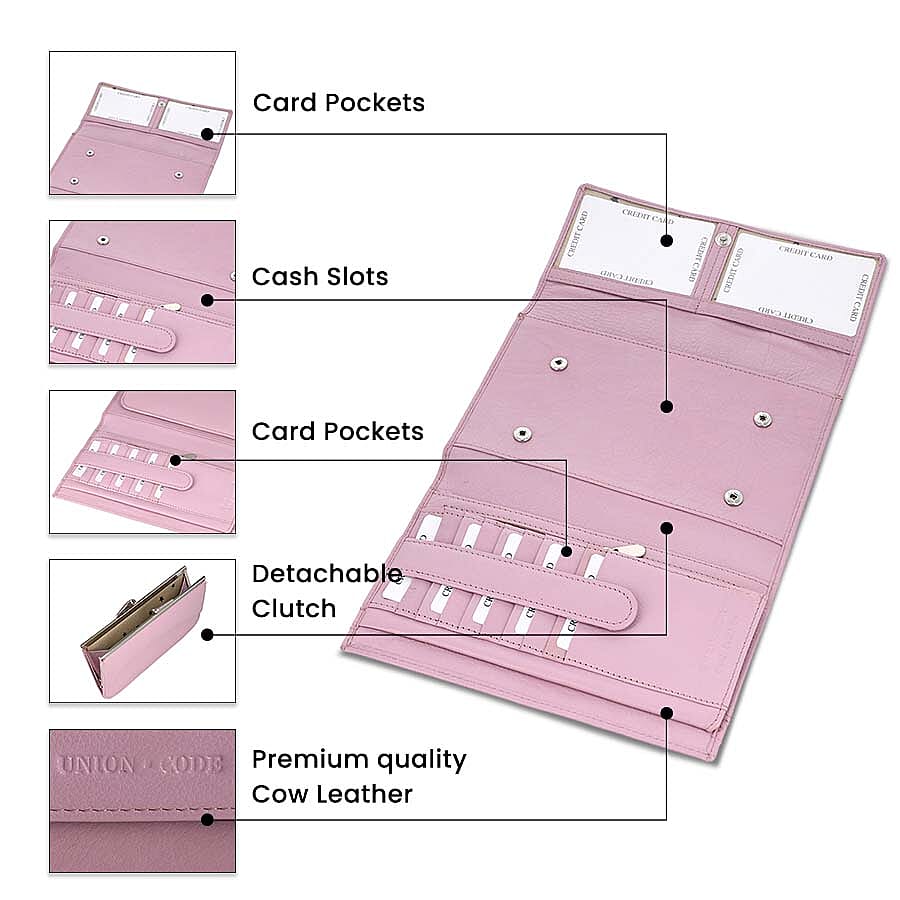 100% Genuine Leather RFID Clutch Wallet (Size 20x13x4Cm) - Lavender