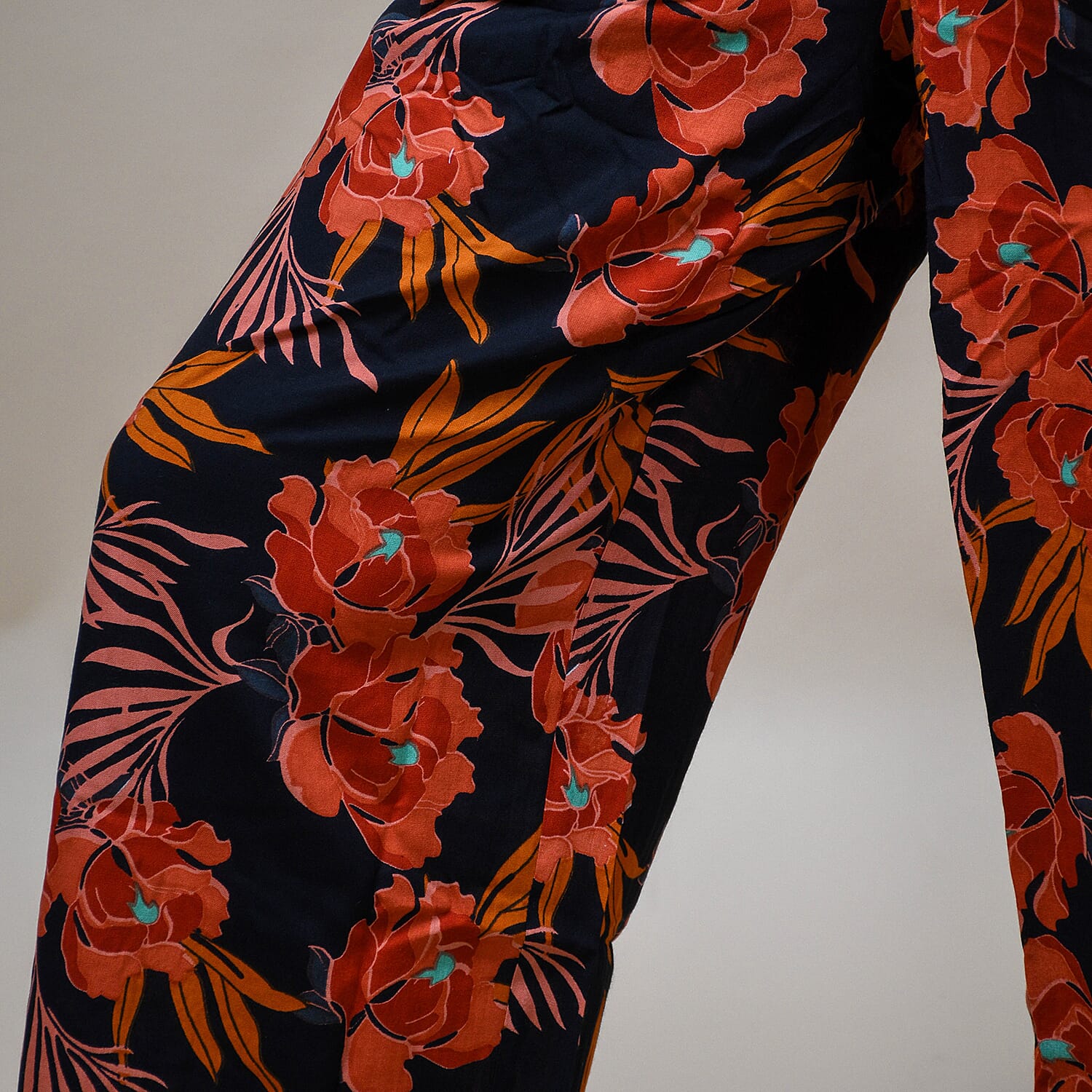 100% Viscose Flower Print Palazzo (Size 14) -  Black  - Multi