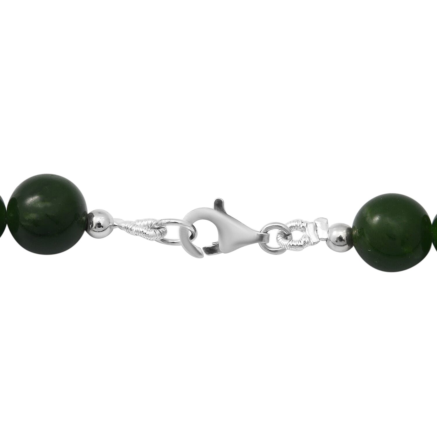 Green Onyx Beads Necklace (Size - 20) with Lobster Clasp in Rhodium Overlay Sterling Silver 330.00 Ct