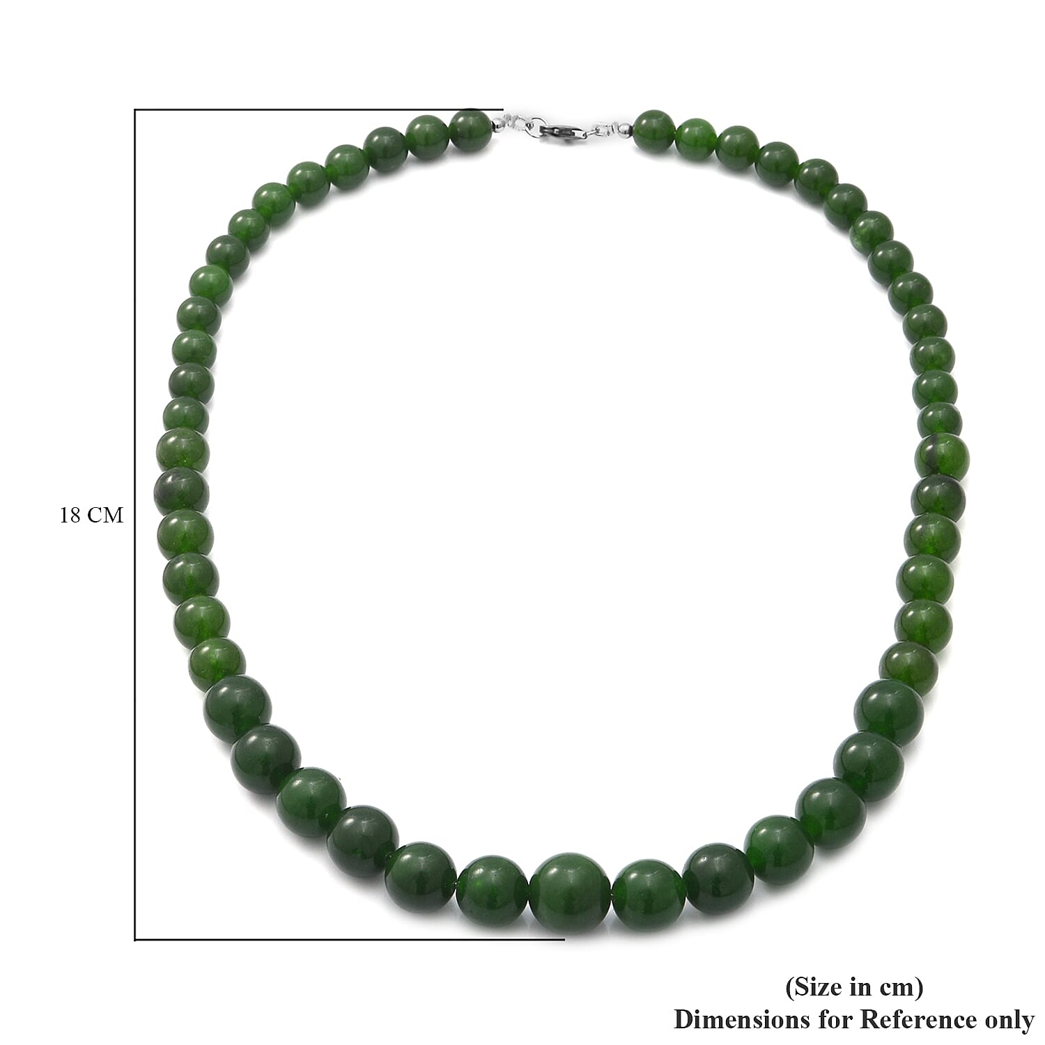 Green Onyx Beads Necklace (Size - 20) with Lobster Clasp in Rhodium Overlay Sterling Silver 330.00 Ct